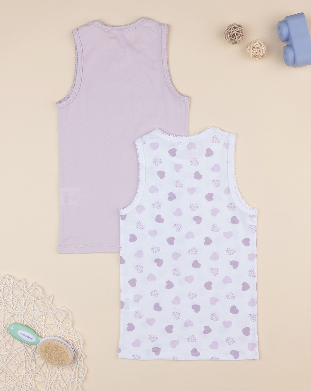 παιδικά φανελάκια πακέτο x2 romantic heart για κορίτσι - Prénatal