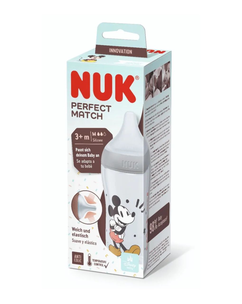 Nuk perfect match πλαστικό μπιμπερό με μαλακή θηλή σιλικόνης 3m+ 260ml disney mickey 10216305 - Nuk