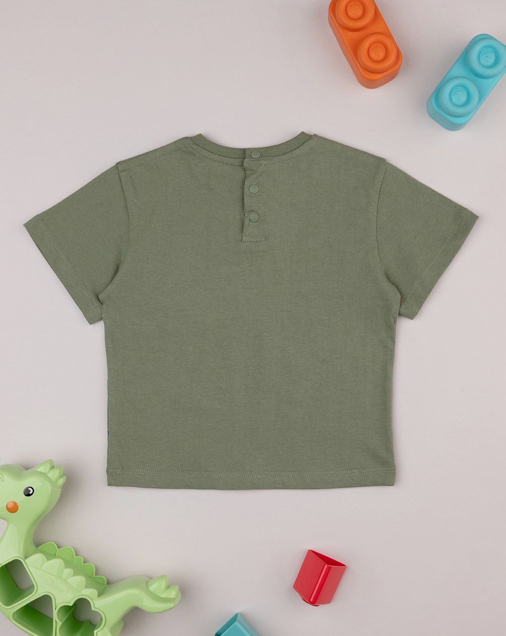 βρεφικό t-shirt χακί με δεινόσαυρο για αγόρι - Prénatal