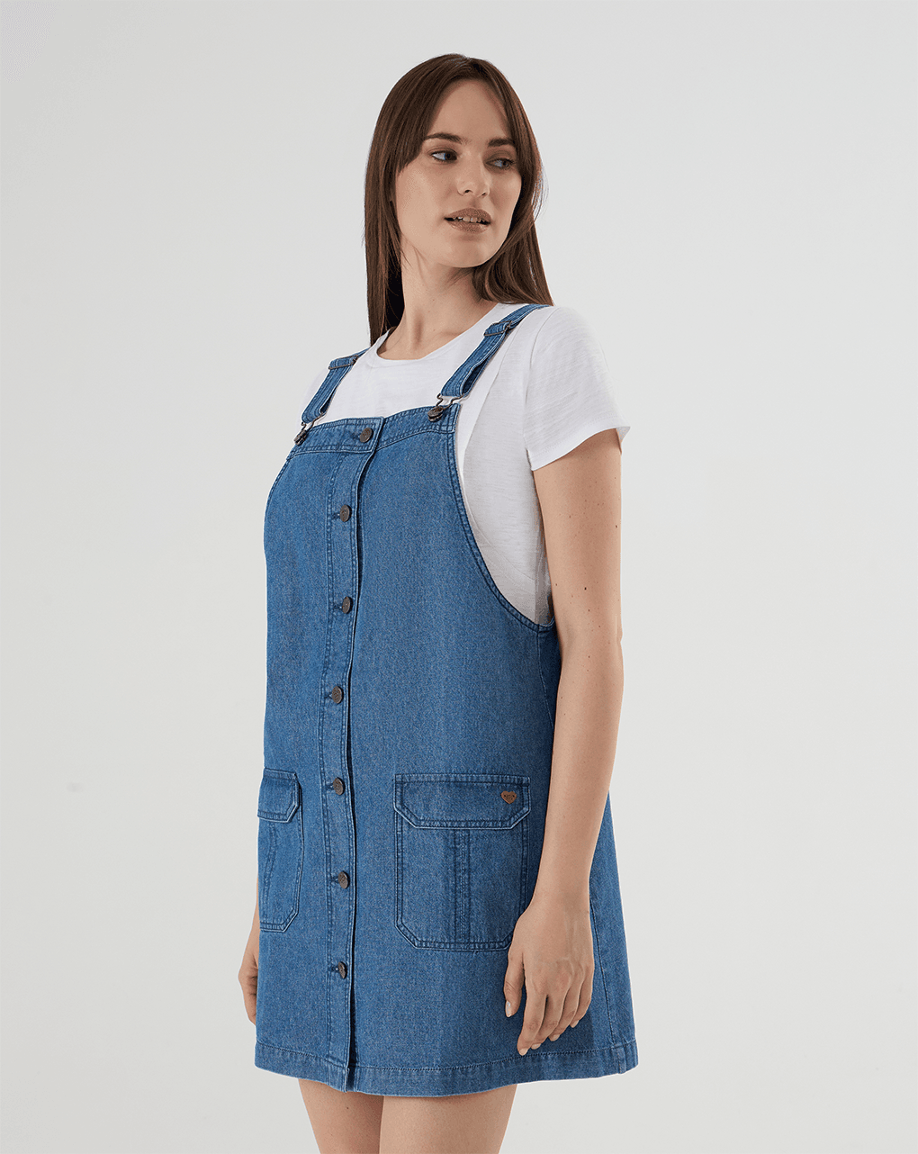 γυναικείο σετ εγκυμοσύνης/θηλασμού t-shirt λευκό και τζιν φόρεμα - Prénatal