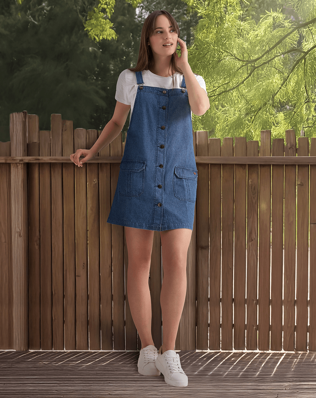 γυναικείο σετ εγκυμοσύνης/θηλασμού t-shirt λευκό και τζιν φόρεμα - Prénatal