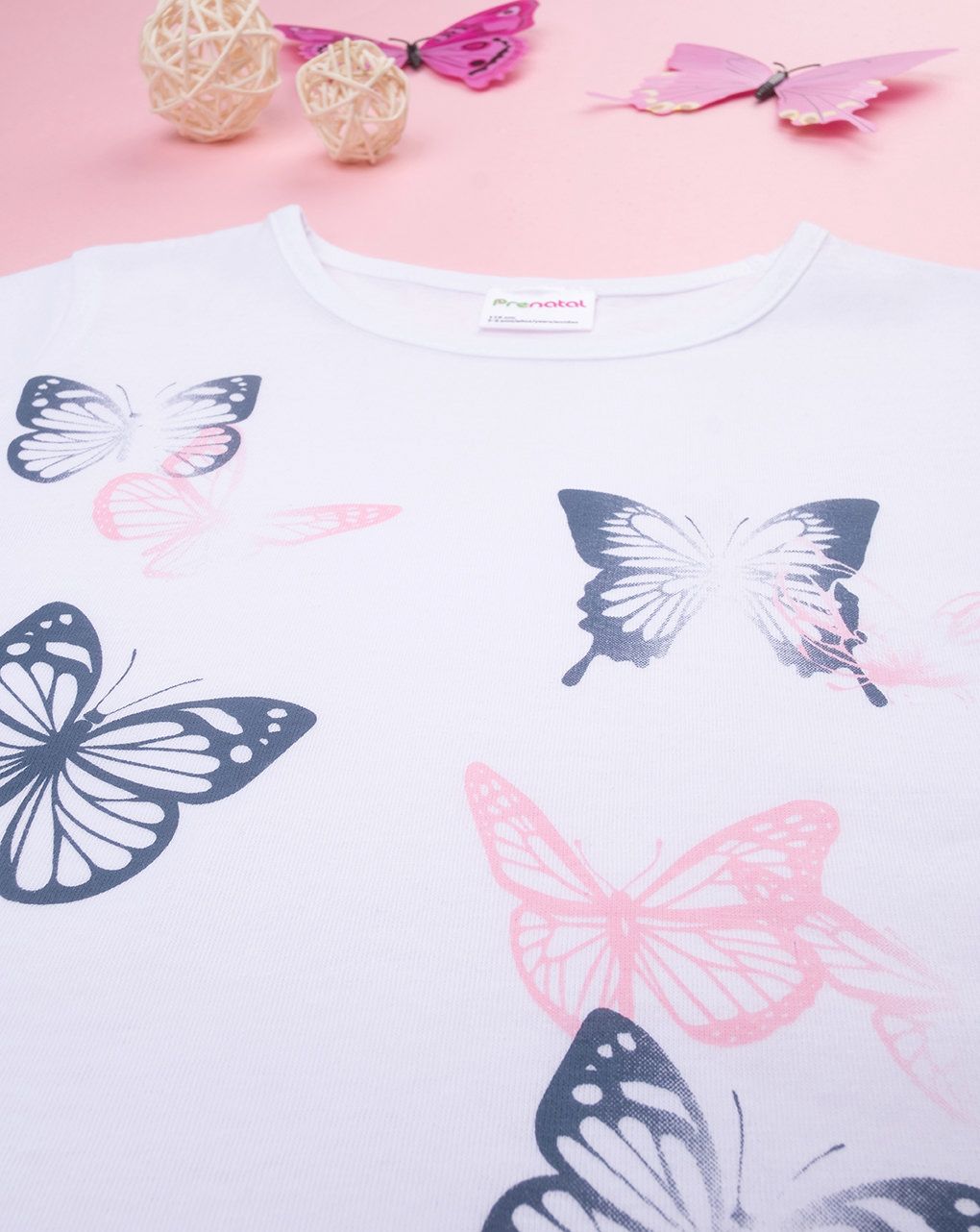 παιδικό t-shirt λευκό με πεταλούδες για κορίτσι - Prénatal