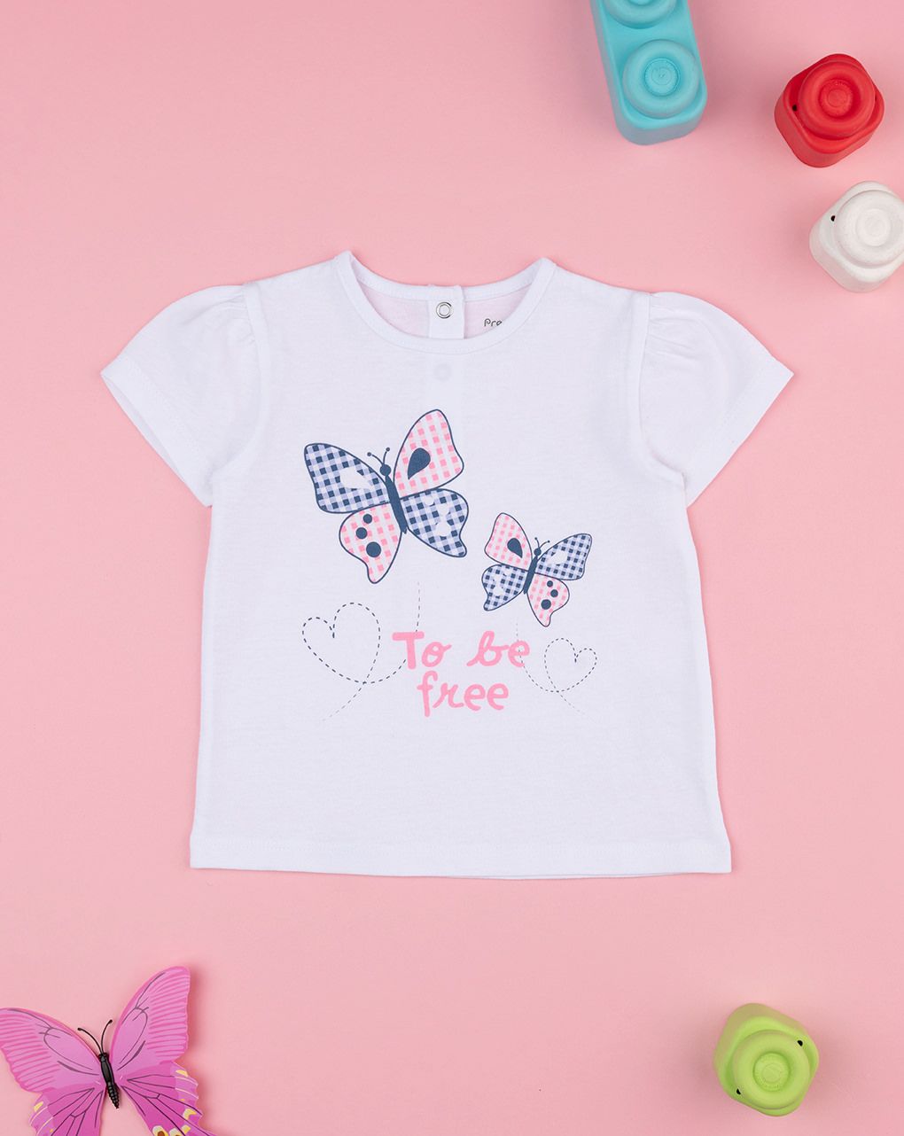 βρεφικό t-shirt λευκό με πεταλούδες για κορίτσι - Prénatal