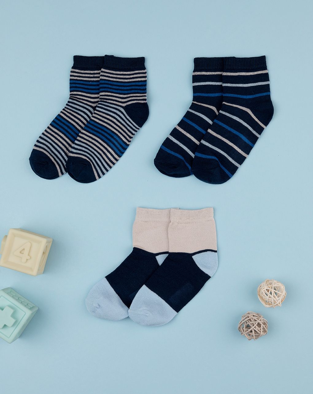παιδικά καλτσάκια πακέτο x3 ριγέ για αγόρι