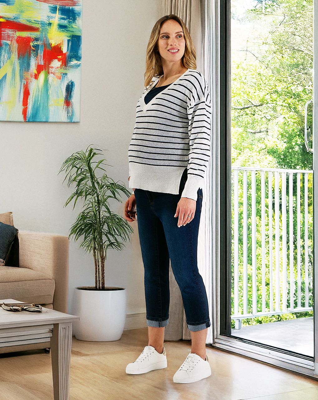 γυναικείο τζιν παντελόνι εγκυμοσύνης μπλε σκούρο