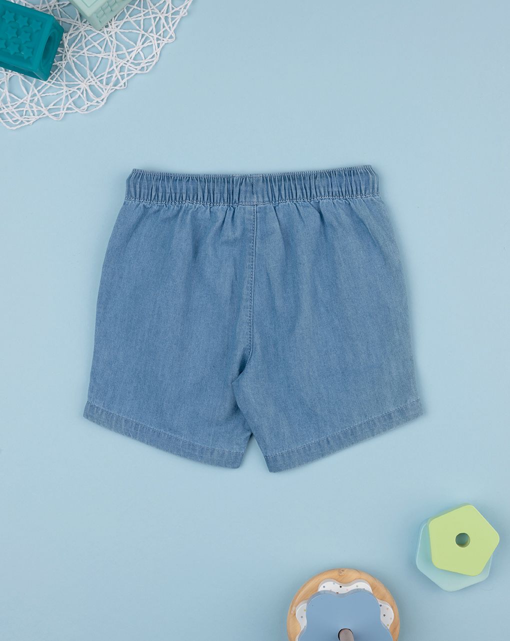 βρεφικό τζιν σορτσάκι μπλε με τσέπες για αγόρι - Prénatal