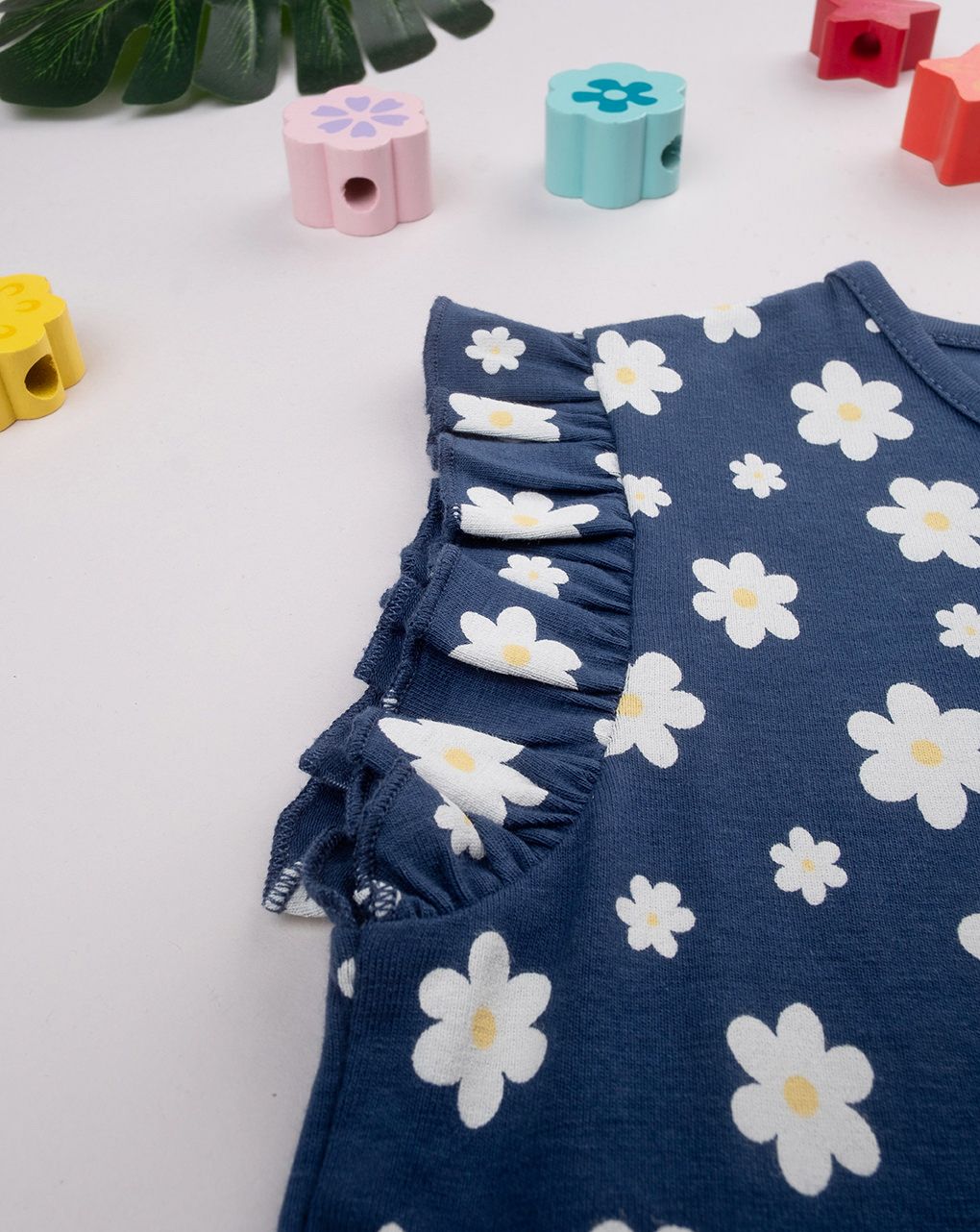 παιδικό φόρεμα μπλε με μαργαρίτες για κορίτσι - Prénatal