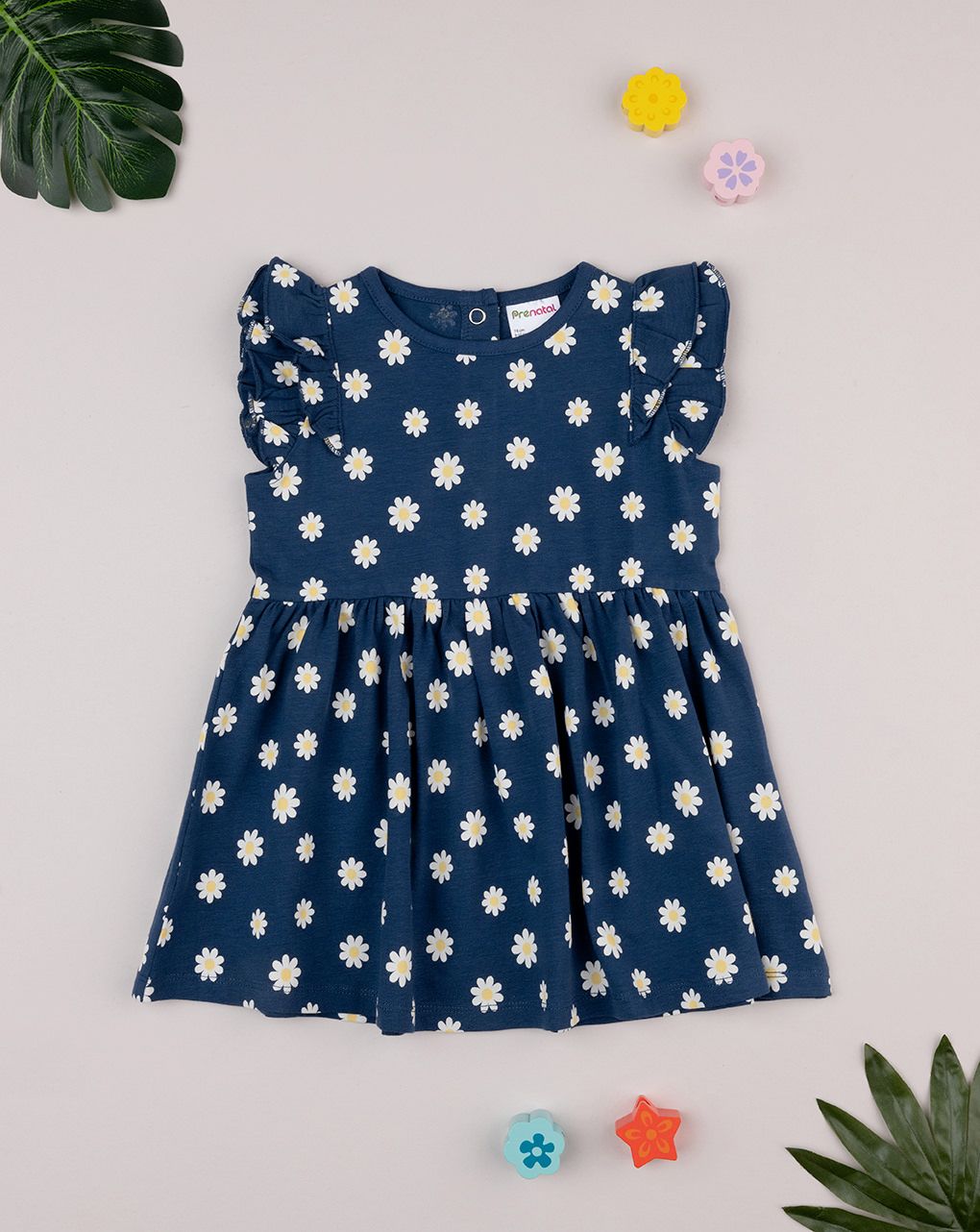 βρεφικό φόρεμα μπλε με μαργαρίτες για κορίτσι - Prénatal