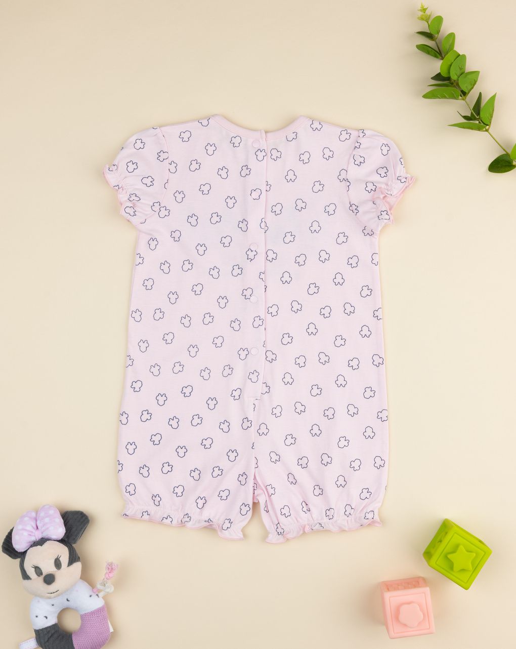 βρεφική κοντή ολόσωμη πιτζάμα ροζ minnie για κορίτσι - Prénatal