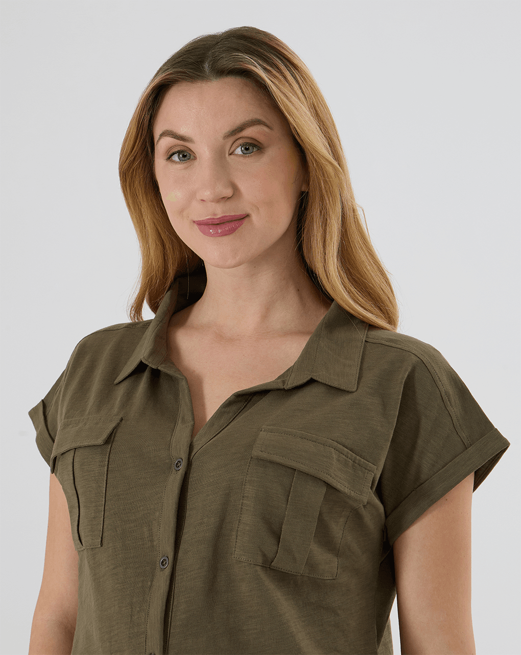 γυναικείο πουκάμισο εγκυμοσύνης/θηλασμού χακί με τσέπες - Prénatal