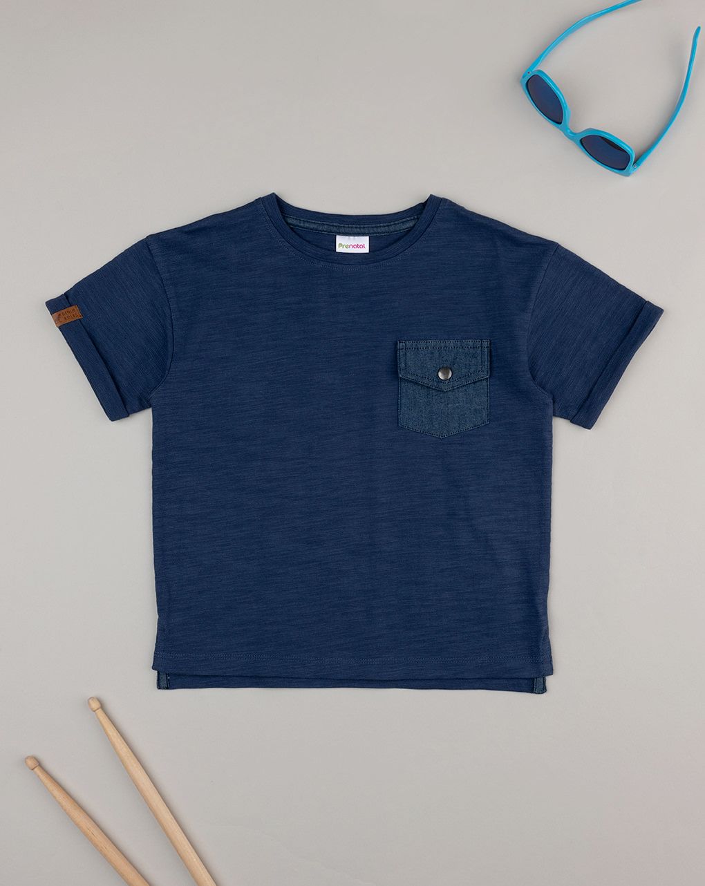 παιδικό t-shirt μπλε με τσέπη denim για αγόρι - Prénatal