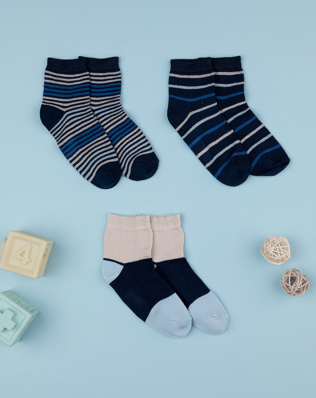 παιδικά καλτσάκια πακέτο x3 ριγέ για αγόρι - Prénatal