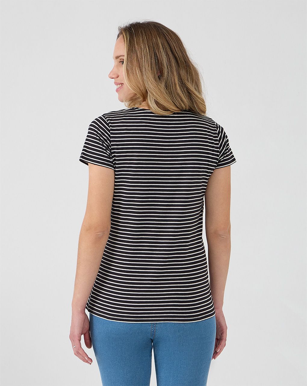 γυναικείο t-shirt εγκυμοσύνης/θηλασμού ριγέ λευκό/μαύρο - Prénatal