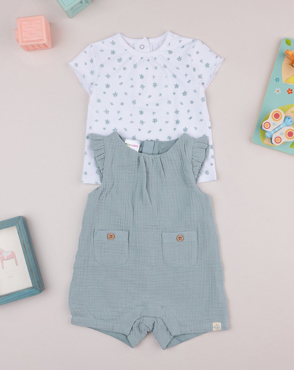 βρεφικό σετ t-shirt και σαλοπέτα μουσελίνα για κορίτσι