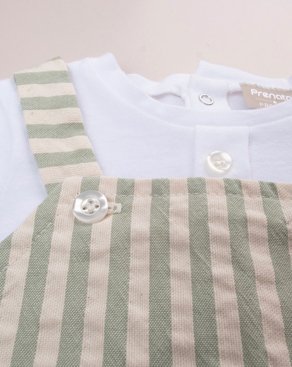 βρεφικό φορμάκι λευκό/ριγέ premium για αγόρι - Prénatal