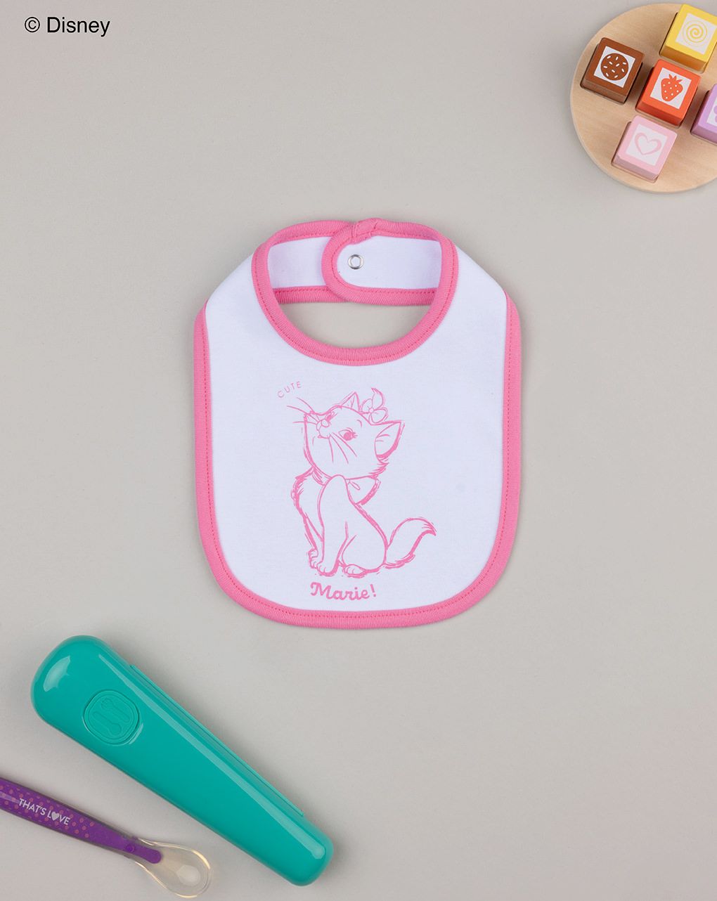 βρεφική σαλιάρα λευκή/φούξια marie για κορίτσι