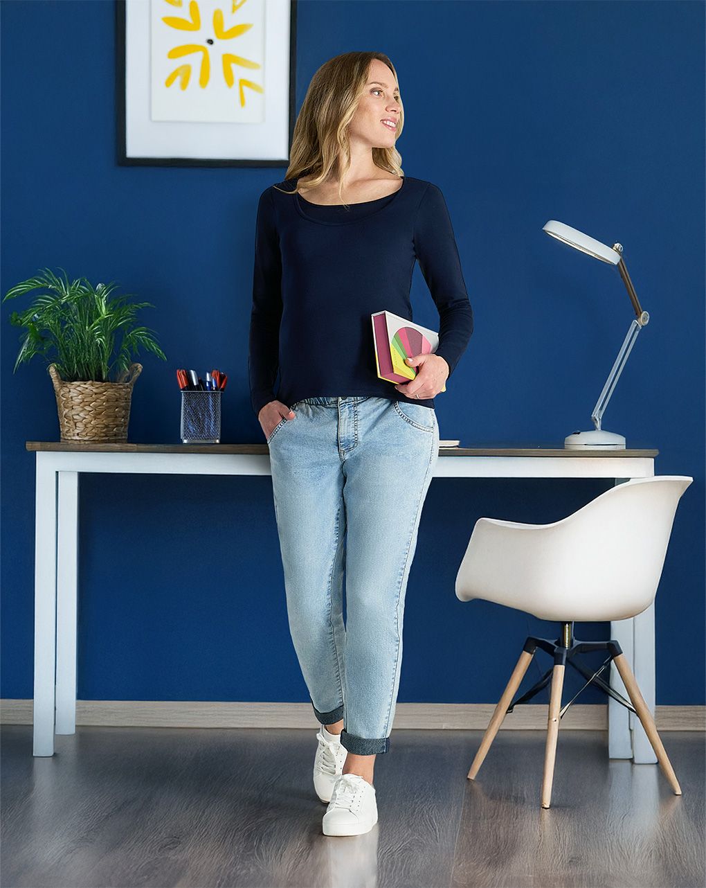 γυναικείο τζιν παντελόνι εγκυμοσύνης μπλε ανοιχτό με λάστιχο