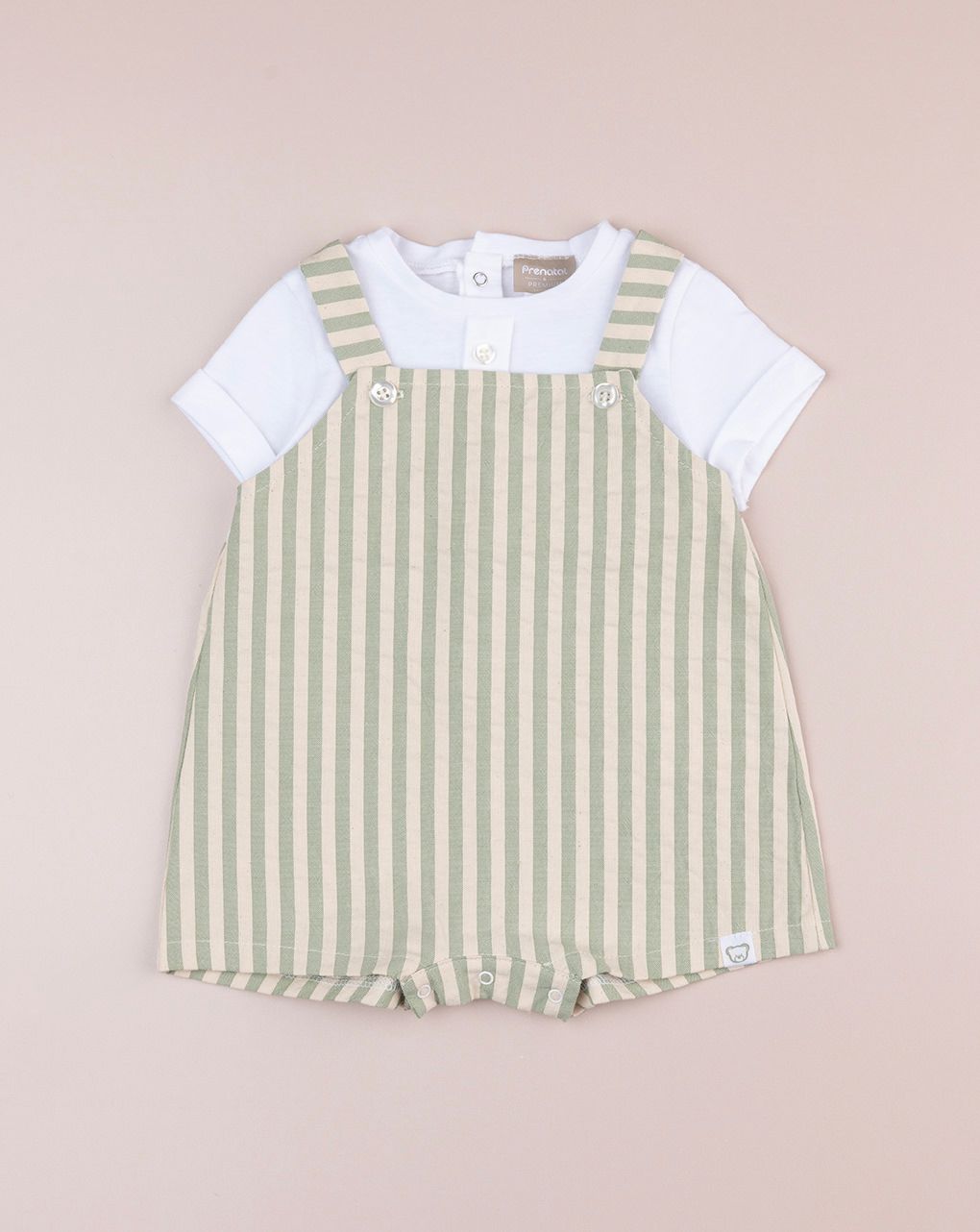 βρεφικό φορμάκι λευκό/ριγέ premium για αγόρι - Prénatal