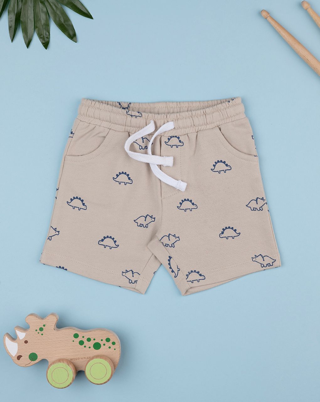 βρεφικό σορτσάκι μπεζ με δεινόσαυρους για αγόρι - Prénatal