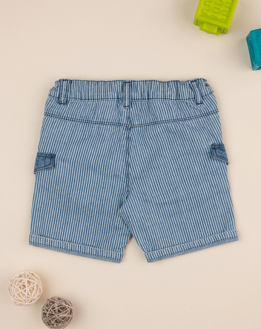 βρεφικό σορτσάκι ριγέ μπλε/λευκό για αγόρι - Prénatal