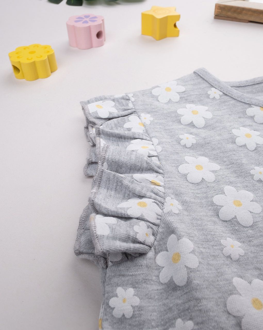 παιδικό φόρεμα γκρι με μαργαρίτες για κορίτσι - Prénatal