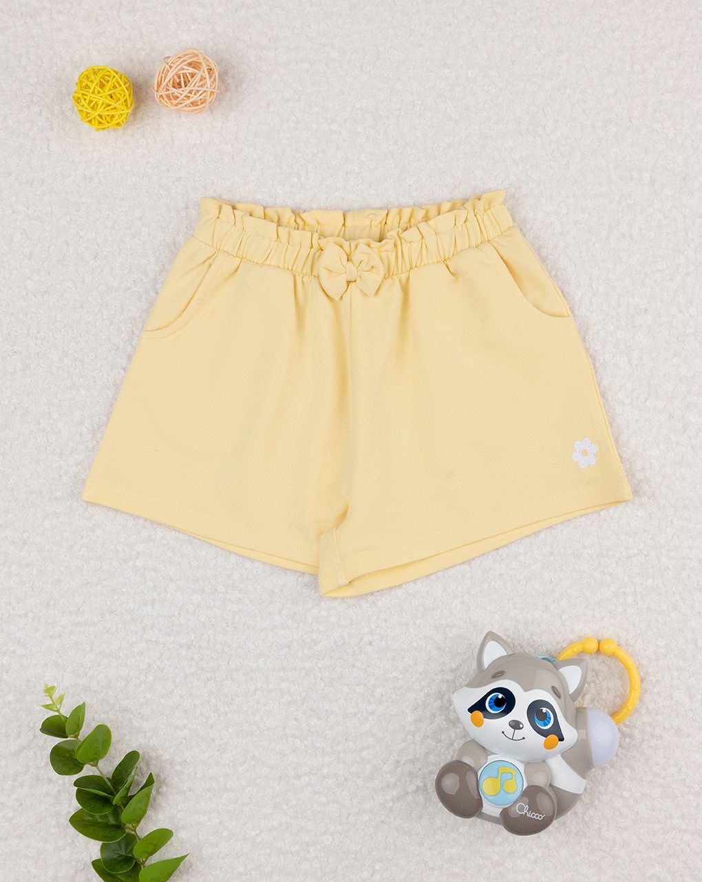 παιδικό σορτσάκι κίτρινο με λουλούδι για κορίτσι - Prénatal