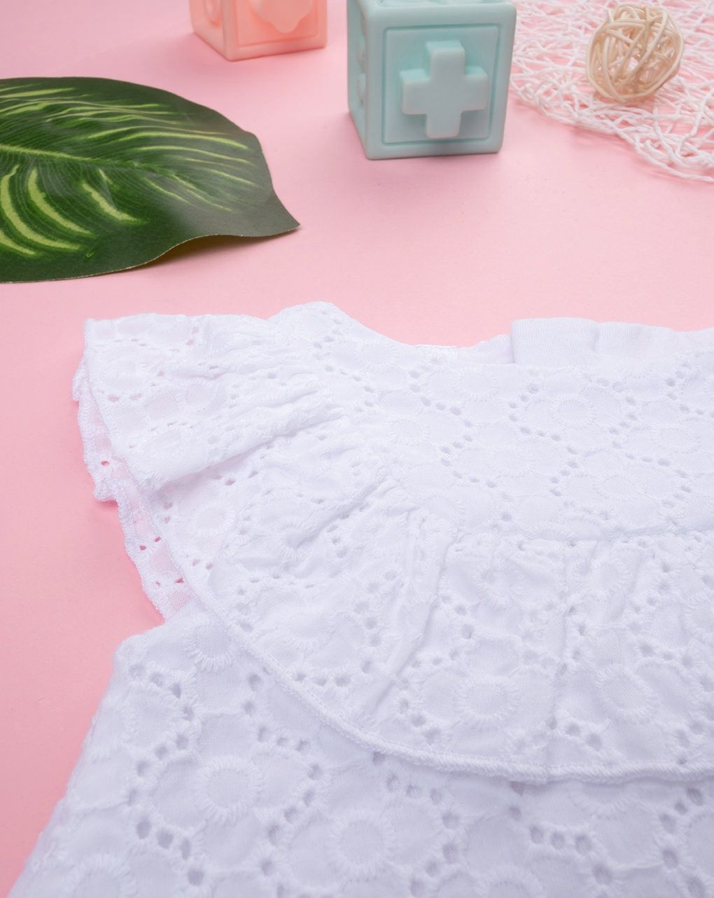 βρεφικό φορμάκι λευκό δαντέλα sangallo για κορίτσι - Prénatal