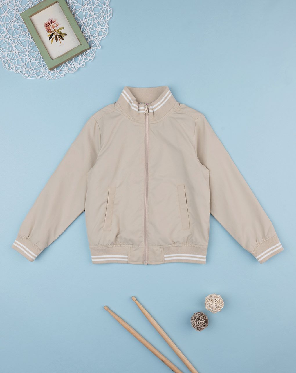 παιδικό μπουφάν bomber μπεζ για αγόρι