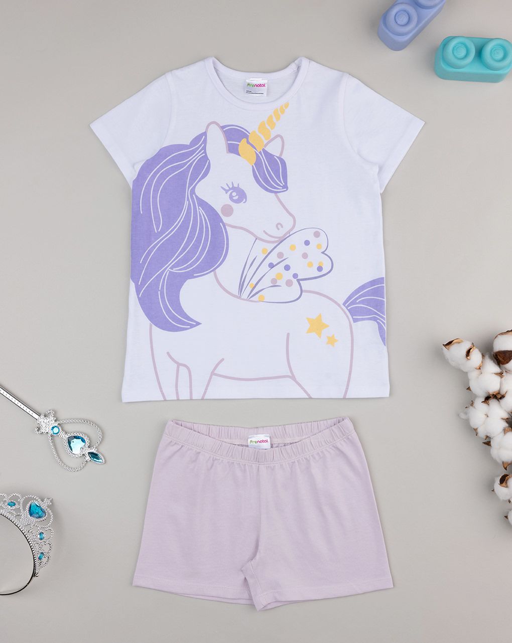 παιδική πιτζάμα λευκή/λιλά με μονόκερο για κορίτσι - Prénatal