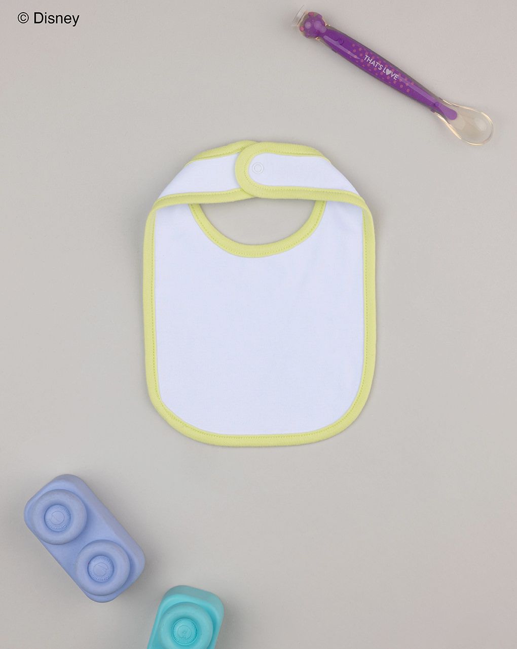 βρεφική σαλιάρα λευκή/λαχανί mickey για αγόρι - Prénatal