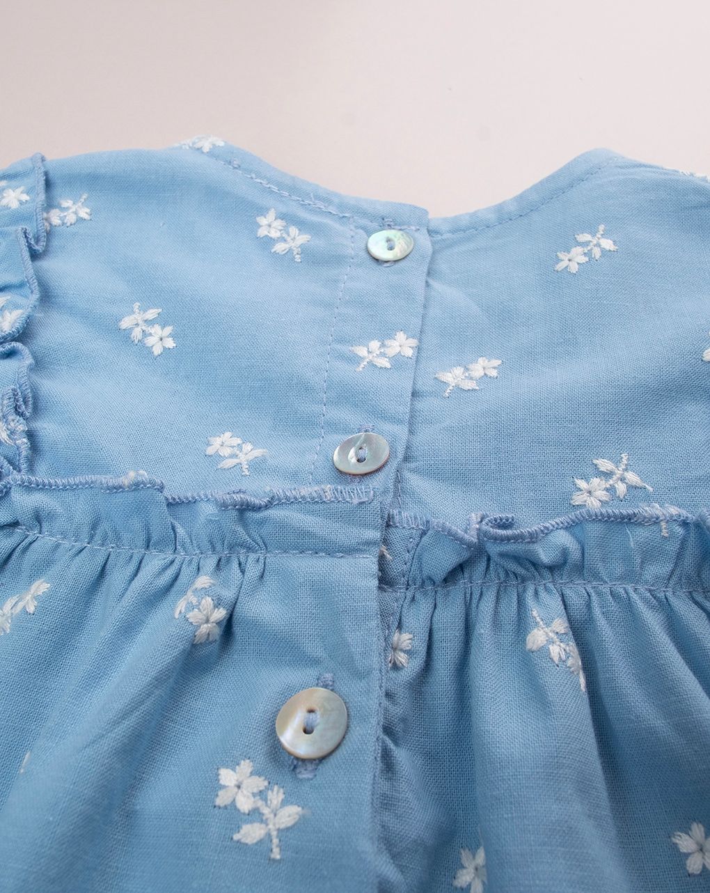 βρεφικό πουκάμισο γαλάζιο φλοράλ premium για κορίτσι - Prénatal
