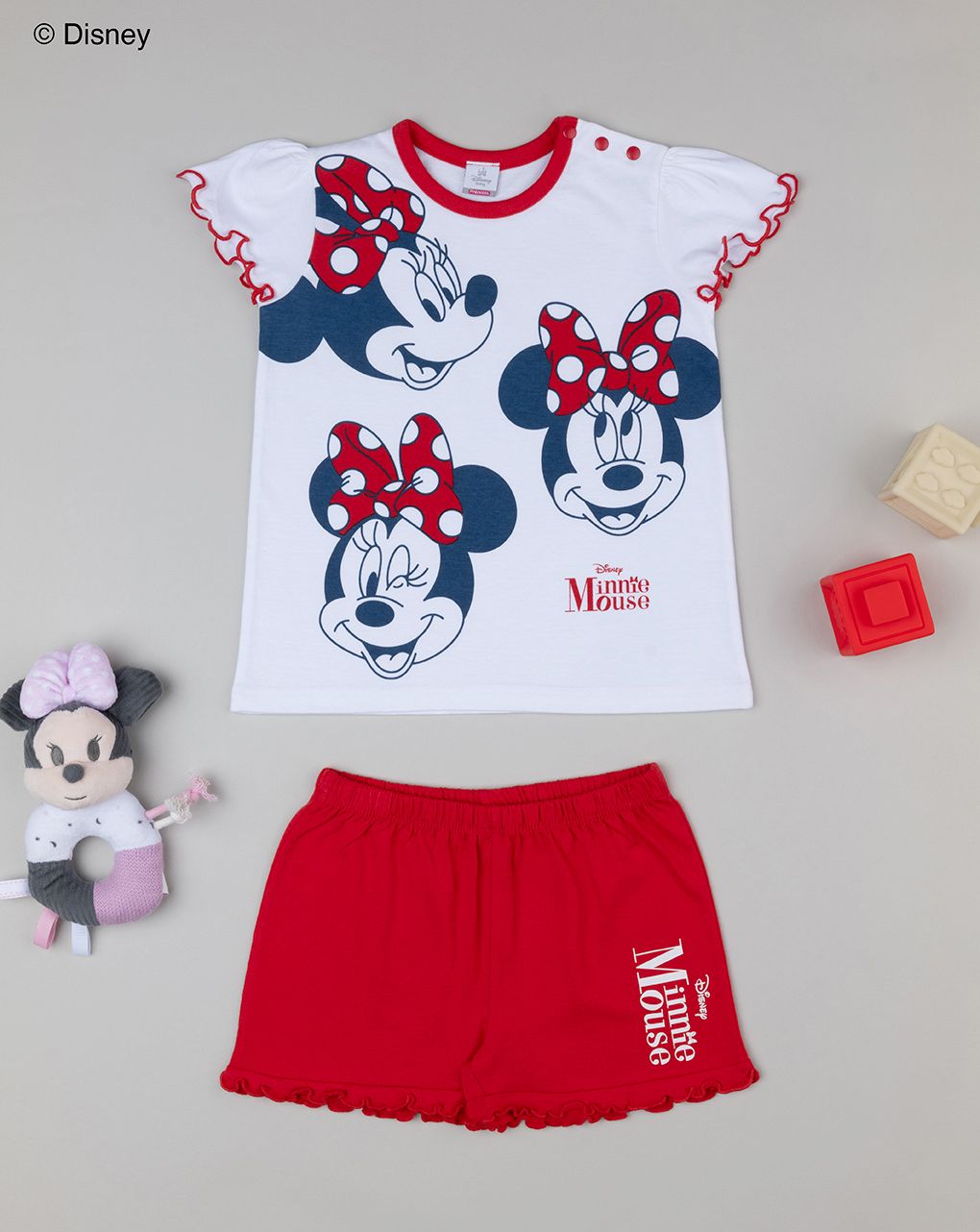 βρεφική πιτζάμα λευκή/κόκκινη minnie για κορίτσι