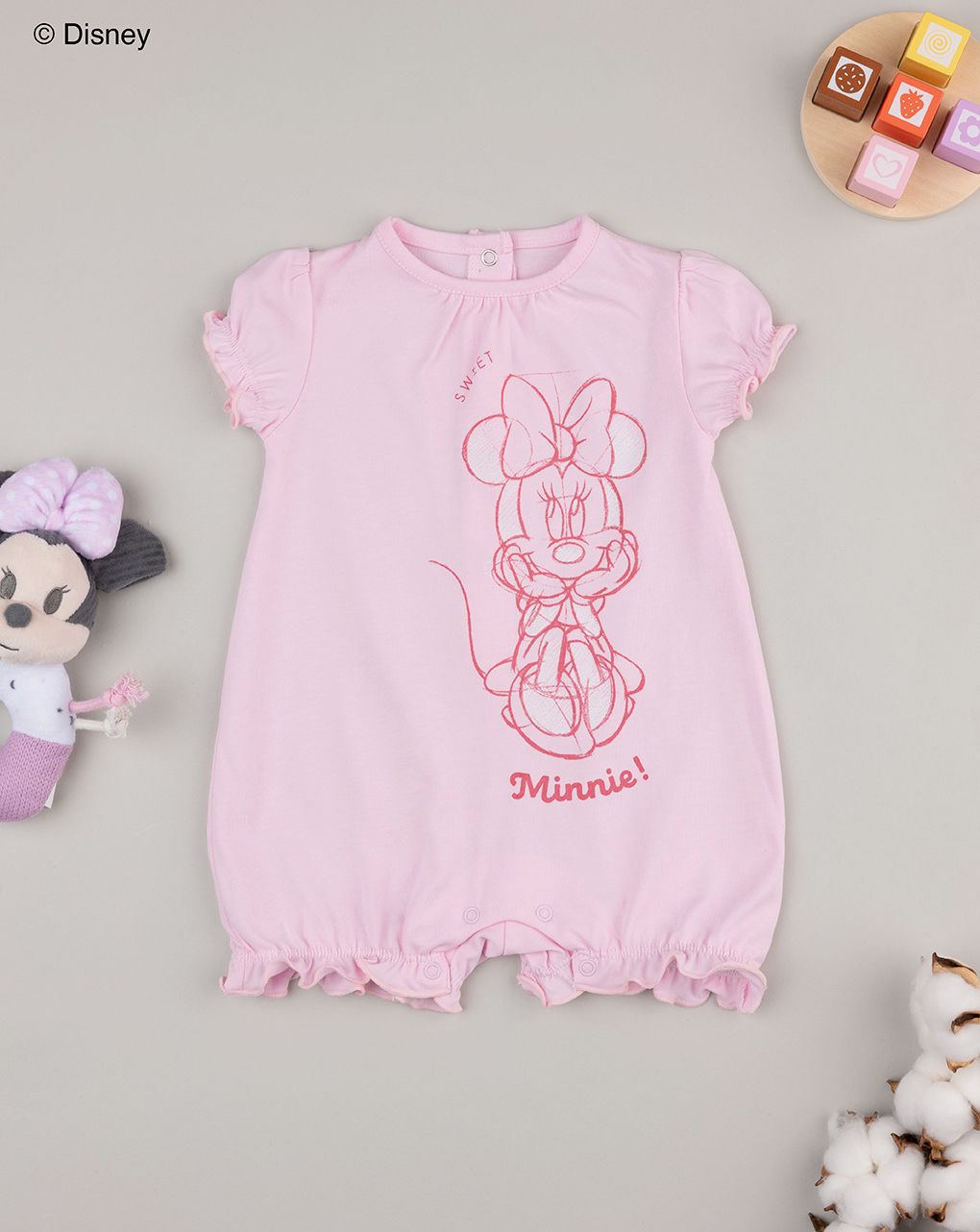 βρεφικό φορμάκι ροζ με τη minnie για κορίτσι