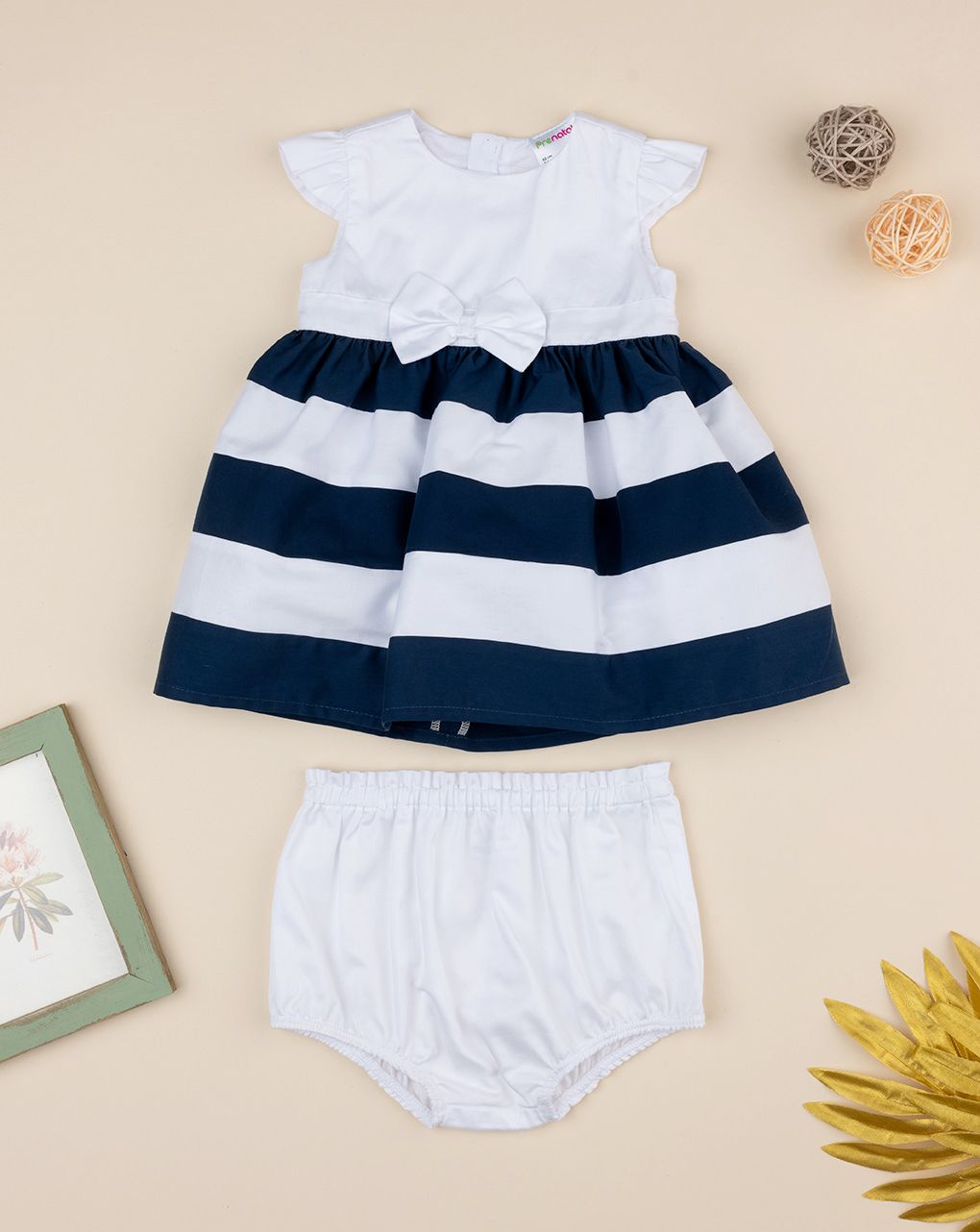 βρεφικό φόρεμα λευκό/μπλε elegant για κορίτσι - Prénatal