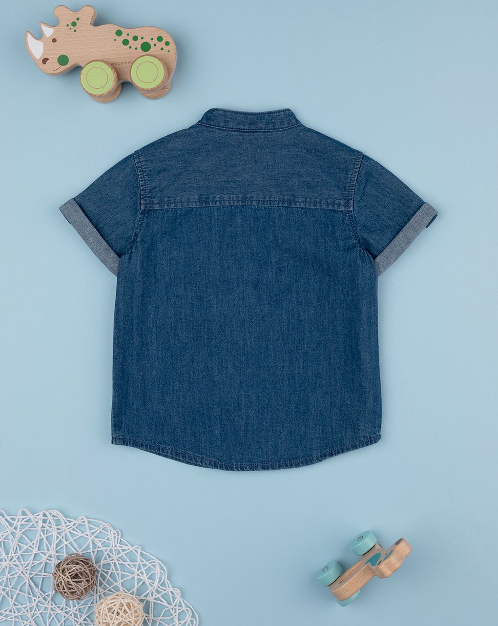 βρεφικό τζιν πουκάμισο μπλε με δεινόσαυρο για αγόρι - Prénatal