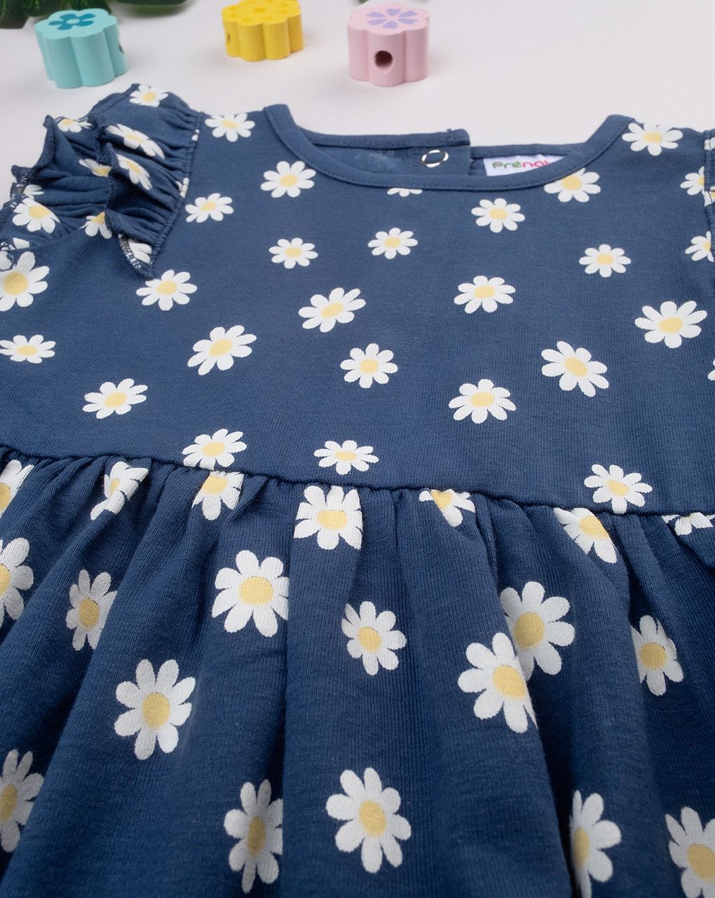 βρεφικό φόρεμα μπλε με μαργαρίτες για κορίτσι - Prénatal