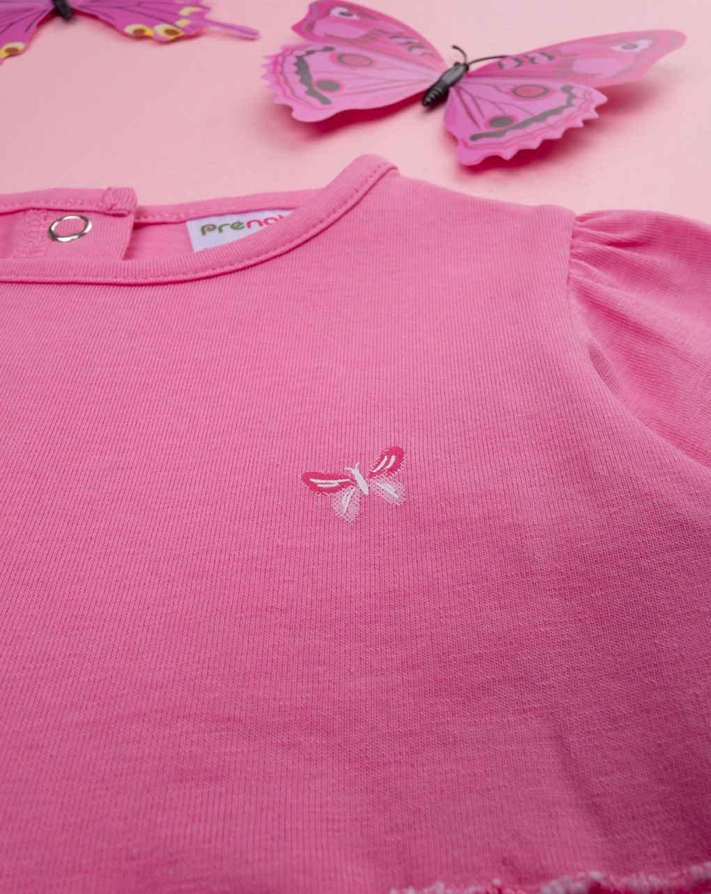 βρεφικό φόρεμα ροζ καρό με πεταλούδες για κορίτσι - Prénatal