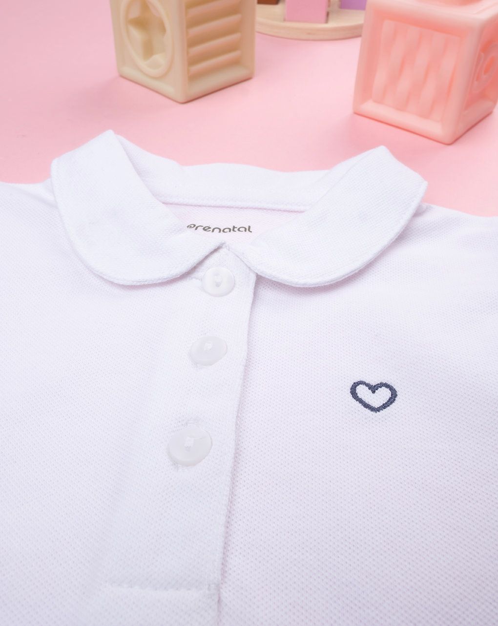 βρεφικό t-shirt πόλο λευκό με καρδούλα για κορίτσι - Prénatal