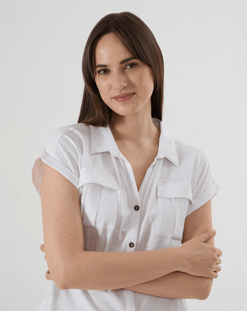γυναικείο πουκάμισο εγκυμοσύνης/θηλασμού λευκό με τσέπες - Prénatal
