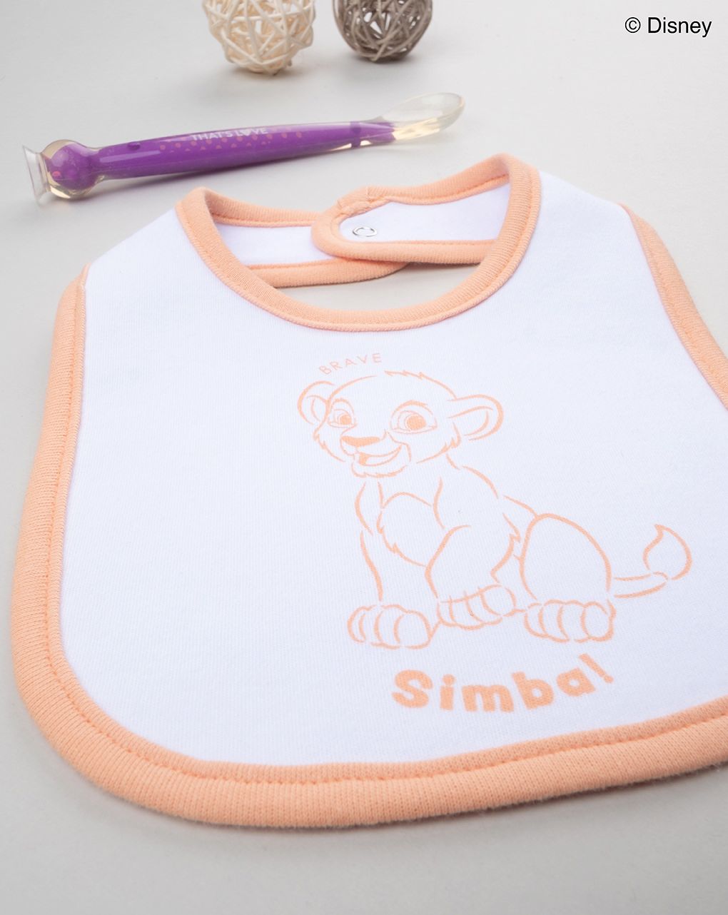 βρεφική σαλιάρα λευκή/πορτοκαλί simba για αγόρι - Prénatal