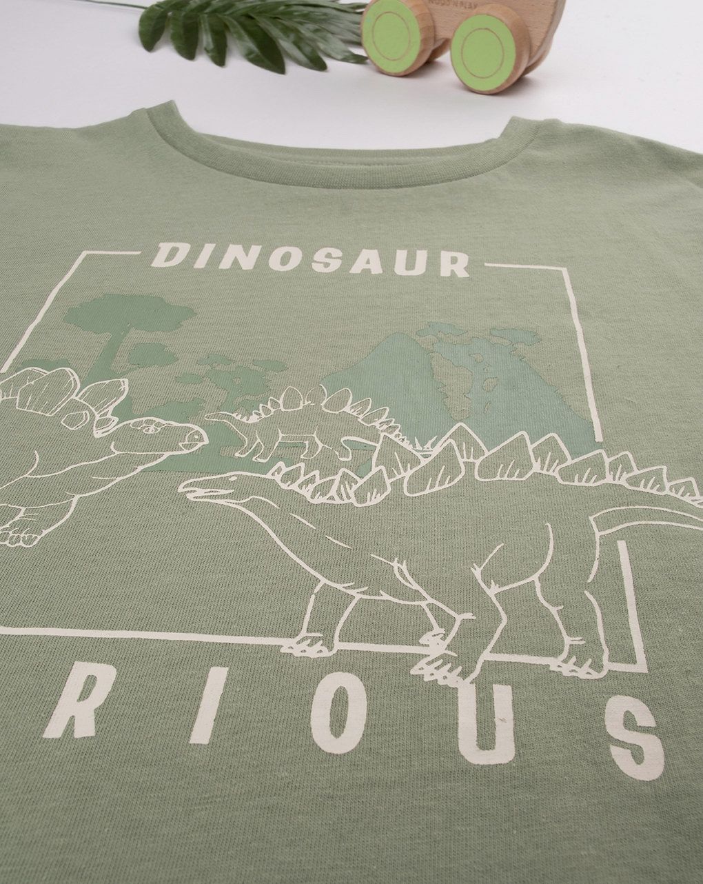 παιδικό t-shirt χακί με δεινόσαυρους για αγόρι - Prénatal