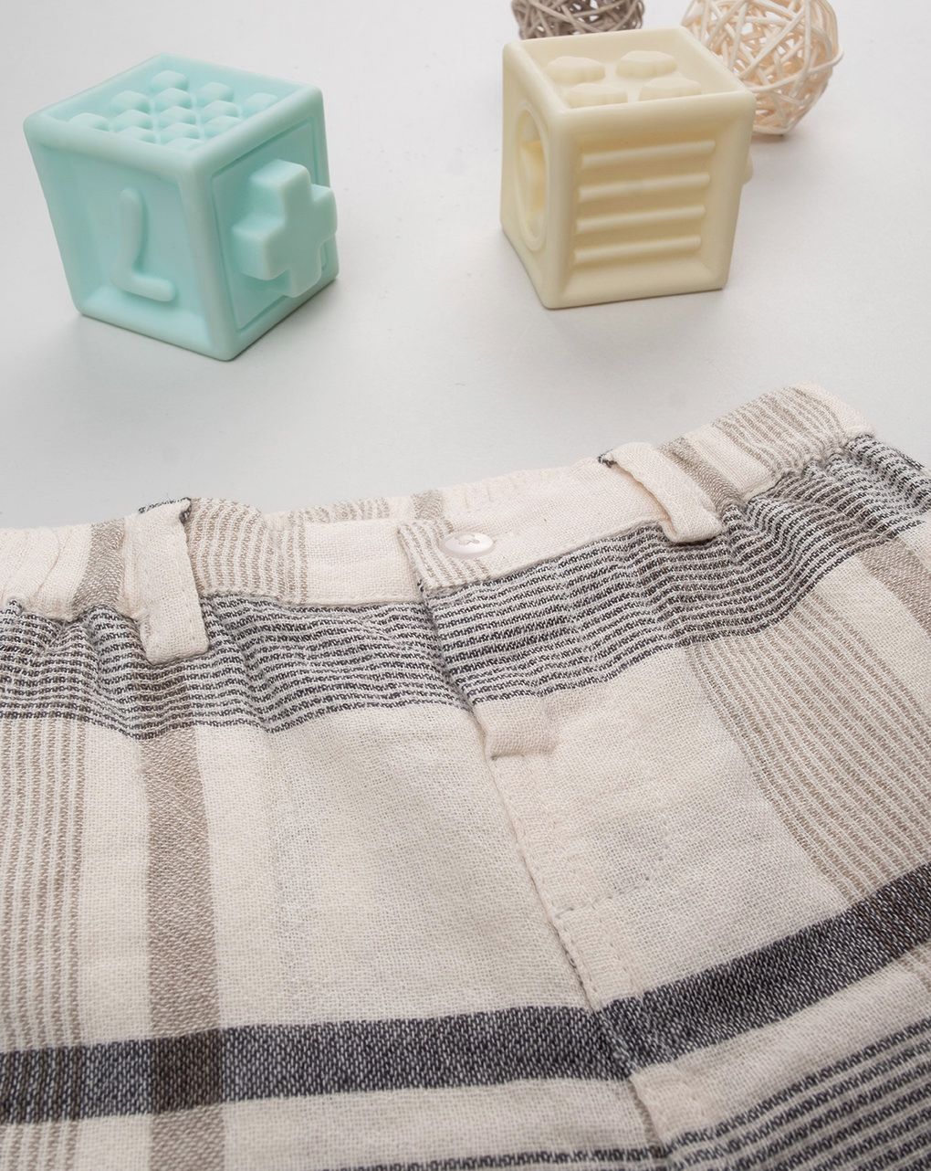 βρεφικό σορτσάκι καφέ καρό elegant για αγόρι - Prénatal