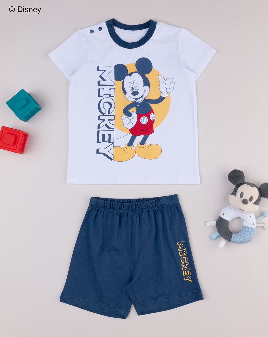 βρεφική πιτζάμα λευκή/μπλε mickey για αγόρι