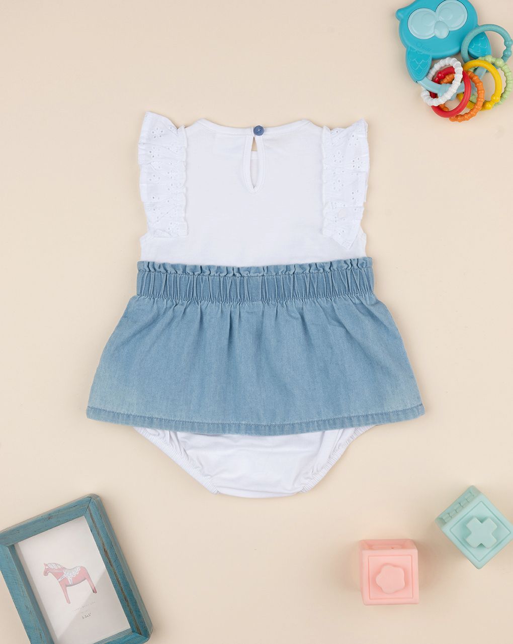 βρεφικό φόρεμα λευκό/τζιν για κορίτσι - Prénatal