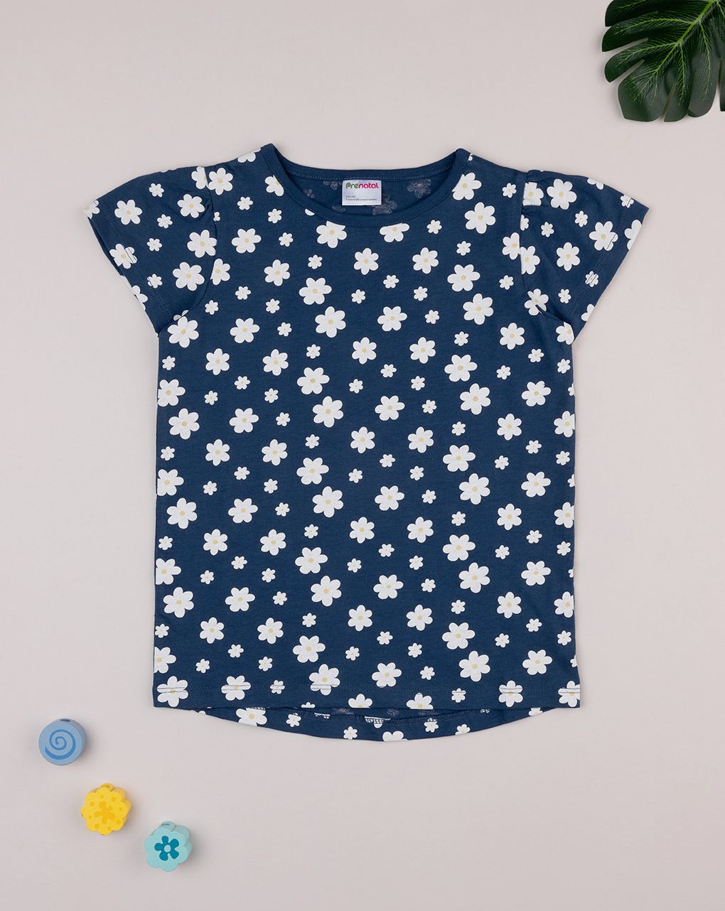 παιδικό t-shirt μπλε με μαργαρίτες για κορίτσι - Prénatal