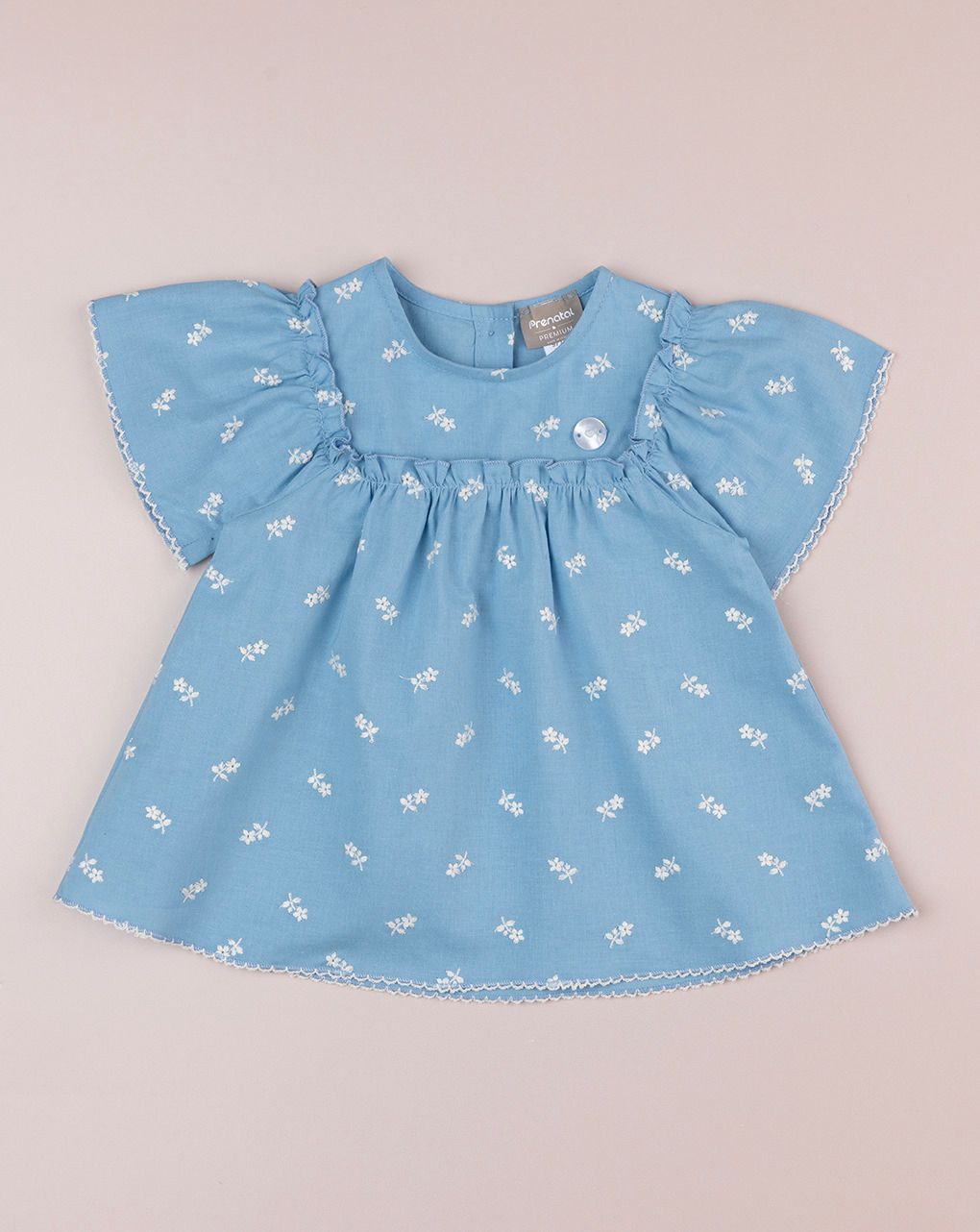 βρεφικό πουκάμισο γαλάζιο φλοράλ premium για κορίτσι