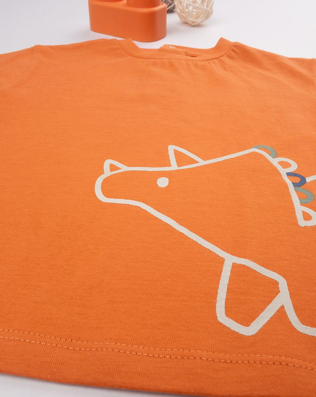 βρεφικό t-shirt πορτοκαλί με δεινόσαυρο για αγόρι - Prénatal