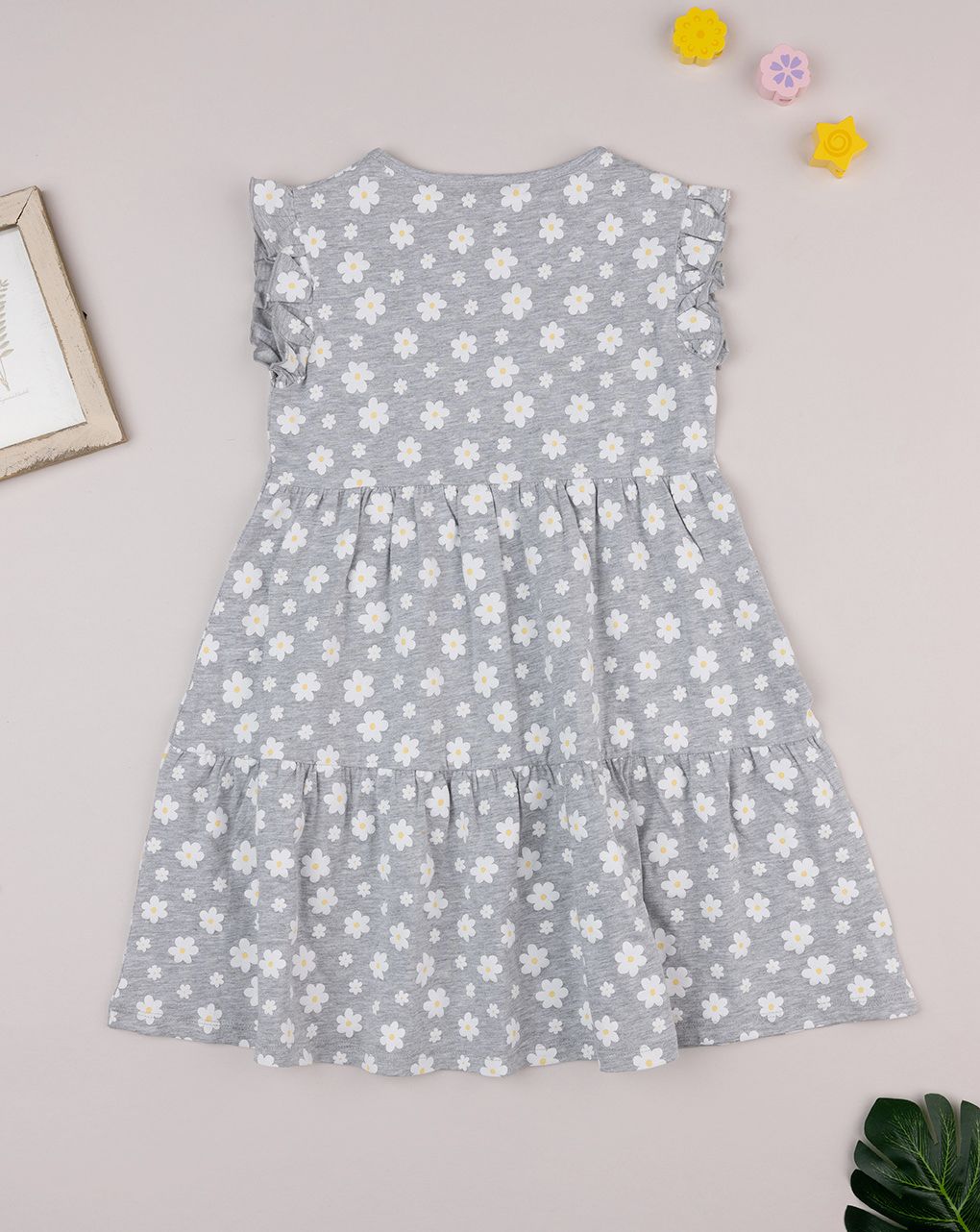 παιδικό φόρεμα γκρι με μαργαρίτες για κορίτσι - Prénatal