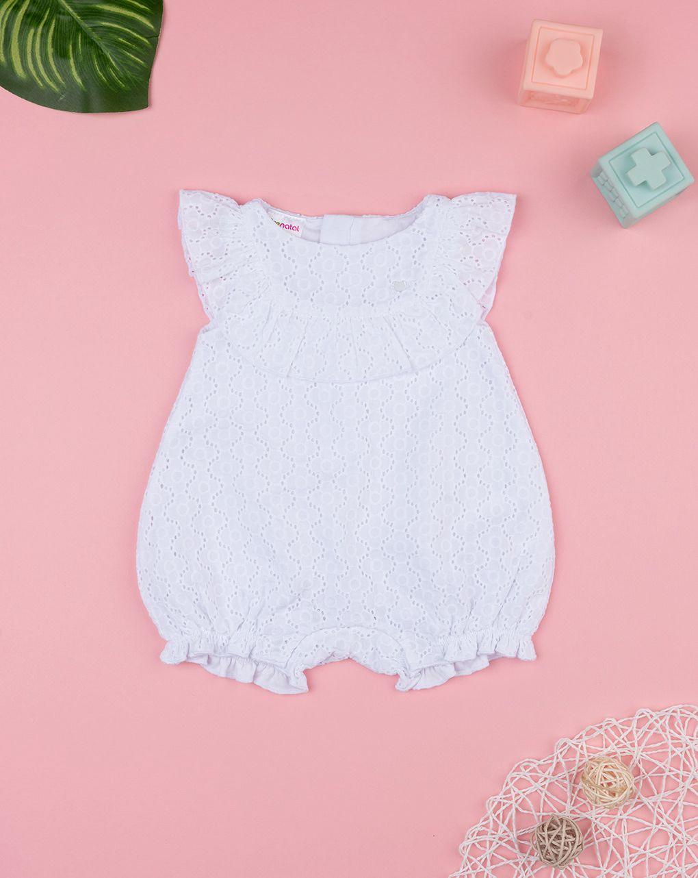 βρεφικό φορμάκι λευκό δαντέλα sangallo για κορίτσι