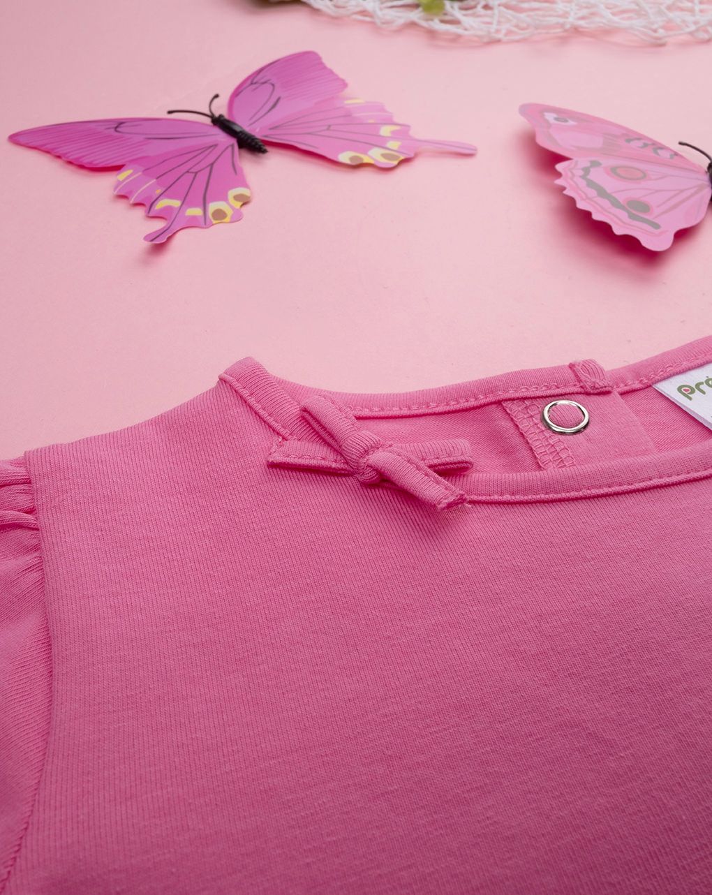 βρεφικό φόρεμα ροζ καρό με πεταλούδες για κορίτσι - Prénatal